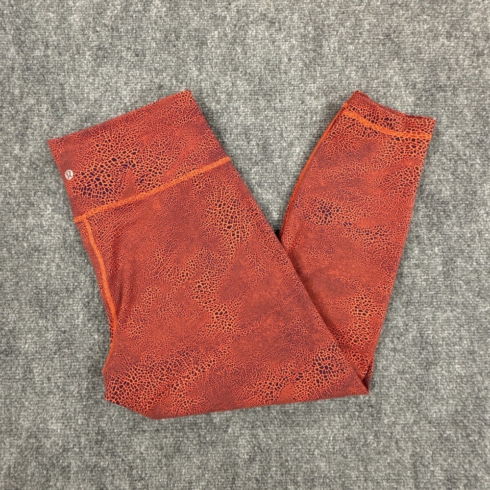 Lululemon Wunder Train High Rise Tight 25 Womens 14 Crackle Glaze Orange